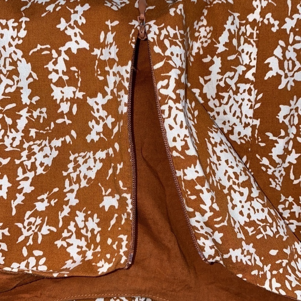 Lapis by Anthropologie Brown White Floral Cotton Blend A-line Dress Size Small - Picture 11 of 14